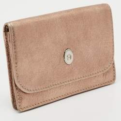 Aigner Metallic Leather Flap Compact Wallet