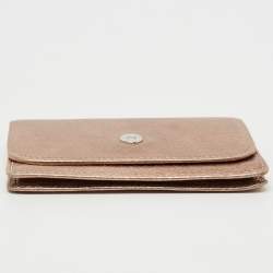 Aigner Metallic Leather Flap Compact Wallet