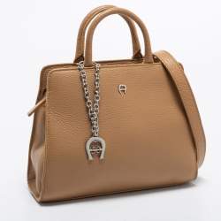 Aigner Brown Pebbled Leather Small Cybill Tote