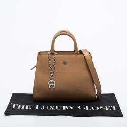 Aigner Brown Pebbled Leather Small Cybill Tote