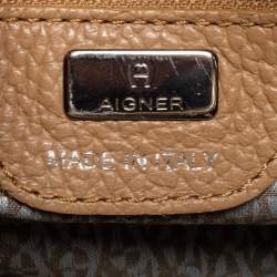 Aigner Brown Pebbled Leather Small Cybill Tote