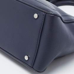 Pre Owned Aigner Blue Leather Zip Satchel