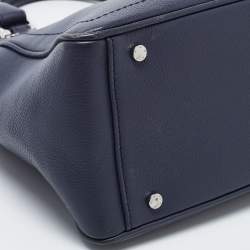 Pre Owned Aigner Blue Leather Zip Satchel