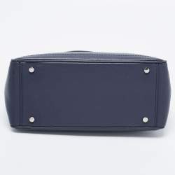 Pre Owned Aigner Blue Leather Zip Satchel