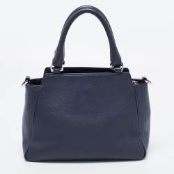 Pre Owned Aigner Blue Leather Zip Satchel