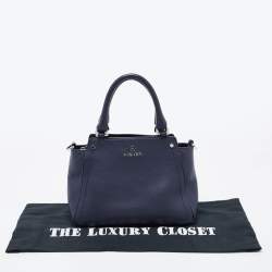 Pre Owned Aigner Blue Leather Zip Satchel