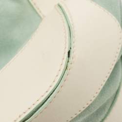 Pre Owned Aigner Green/White Leather and Suede Logo Buckle Shoulder Bag