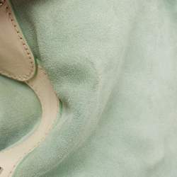 Pre Owned Aigner Green/White Leather and Suede Logo Buckle Shoulder Bag