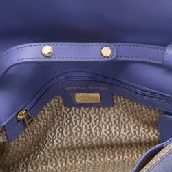 Pre Owned Aigner Purple Croc Embossed Leather Cavallina Flap Shoulder Bag