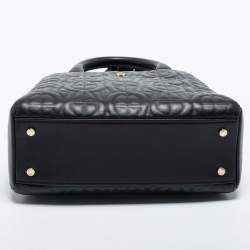 Aigner Black Embossed Leather Zip Satchel