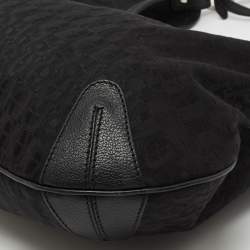 Pre Owned Aigner Black Signature Canvas and Leather Hobo