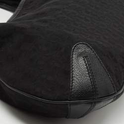 Pre Owned Aigner Black Signature Canvas and Leather Hobo