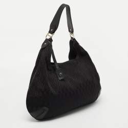Pre Owned Aigner Black Signature Canvas and Leather Hobo