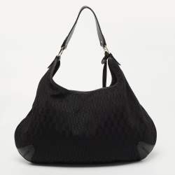 Pre Owned Aigner Black Signature Canvas and Leather Hobo