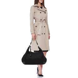 Pre Owned Aigner Black Signature Canvas and Leather Hobo