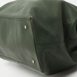 Pre Owned Aigner Dark Green Leather Bow Tote