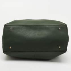 Pre Owned Aigner Dark Green Leather Bow Tote