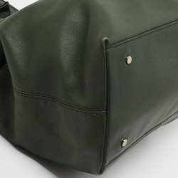 Pre Owned Aigner Dark Green Leather Bow Tote