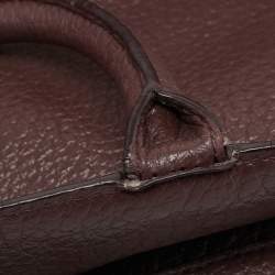 Pre Owned Aigner Dark Brown Leather Embellished Satchel