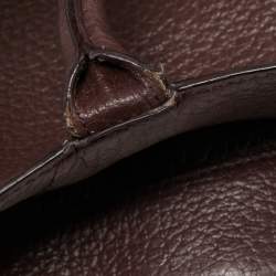 Pre Owned Aigner Dark Brown Leather Embellished Satchel