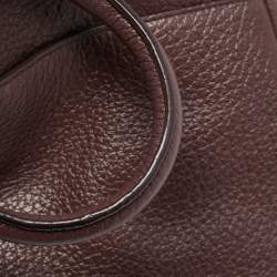 Pre Owned Aigner Dark Brown Leather Embellished Satchel
