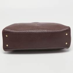 Pre Owned Aigner Dark Brown Leather Embellished Satchel