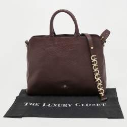 Pre Owned Aigner Dark Brown Leather Embellished Satchel