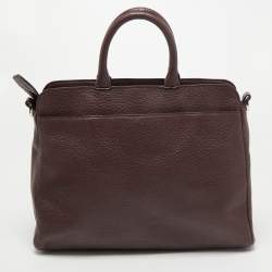Pre Owned Aigner Dark Brown Leather Embellished Satchel