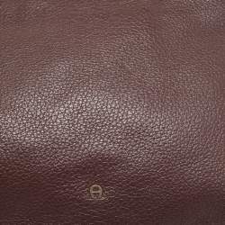 Pre Owned Aigner Dark Brown Leather Embellished Satchel