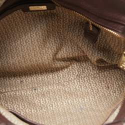 Pre Owned Aigner Dark Brown Leather Embellished Satchel