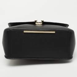 Pre Owned Aigner Black Leather Zip Satchel