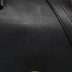 Pre Owned Aigner Black Leather Zip Satchel