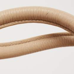 Pre Owned Aigner Beige Grained Leather Logo Buckle Satchel