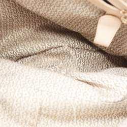 Pre Owned Aigner Beige Grained Leather Logo Buckle Satchel