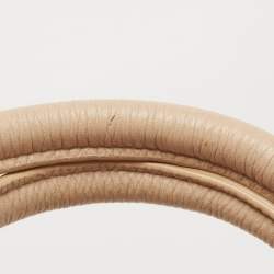 Pre Owned Aigner Beige Grained Leather Logo Buckle Satchel