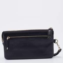 Pre Owned Aigner Black Leather Zip Continental Wallet