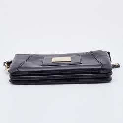 Pre Owned Aigner Black Leather Zip Continental Wallet