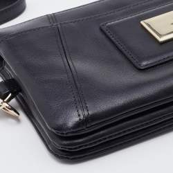 Pre Owned Aigner Black Leather Zip Continental Wallet