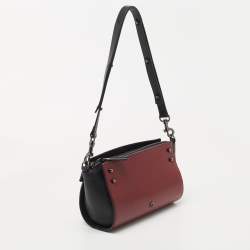 Pre Owned Aigner Burgundy/Black Leather Zip Satchel