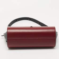 Pre Owned Aigner Burgundy/Black Leather Zip Satchel