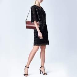 Pre Owned Aigner Burgundy/Black Leather Zip Satchel