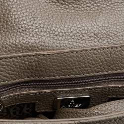 Aigner Grey Leather Studded Flap Shoulder Bag