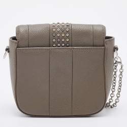Aigner Grey Leather Studded Flap Shoulder Bag