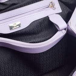 Pre Owned Aigner Lilac Leather Bow Logo Charm Tote