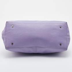 Pre Owned Aigner Lilac Leather Bow Logo Charm Tote