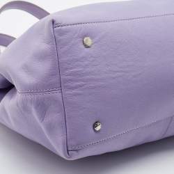 Pre Owned Aigner Lilac Leather Bow Logo Charm Tote
