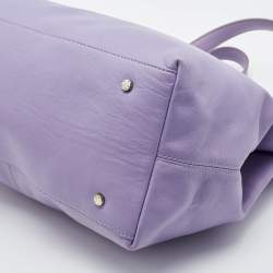 Pre Owned Aigner Lilac Leather Bow Logo Charm Tote