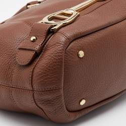 Pre Owned Aigner Brown Leather Logo Detail Satchel