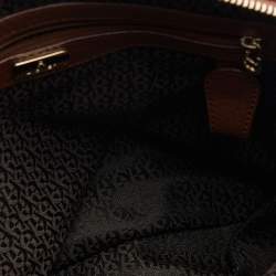 Pre Owned Aigner Brown Leather Logo Detail Satchel