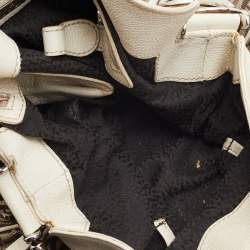 Aigner Off White/Brown Leather and Signature Canvas Shoulder Bag